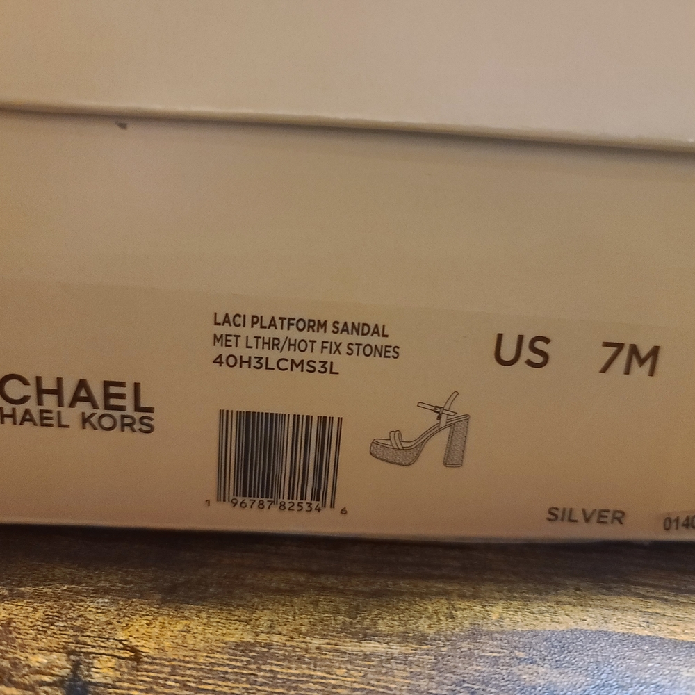 Michael Kors Silver Glitter Platform Sandals - Picture 5 of 5